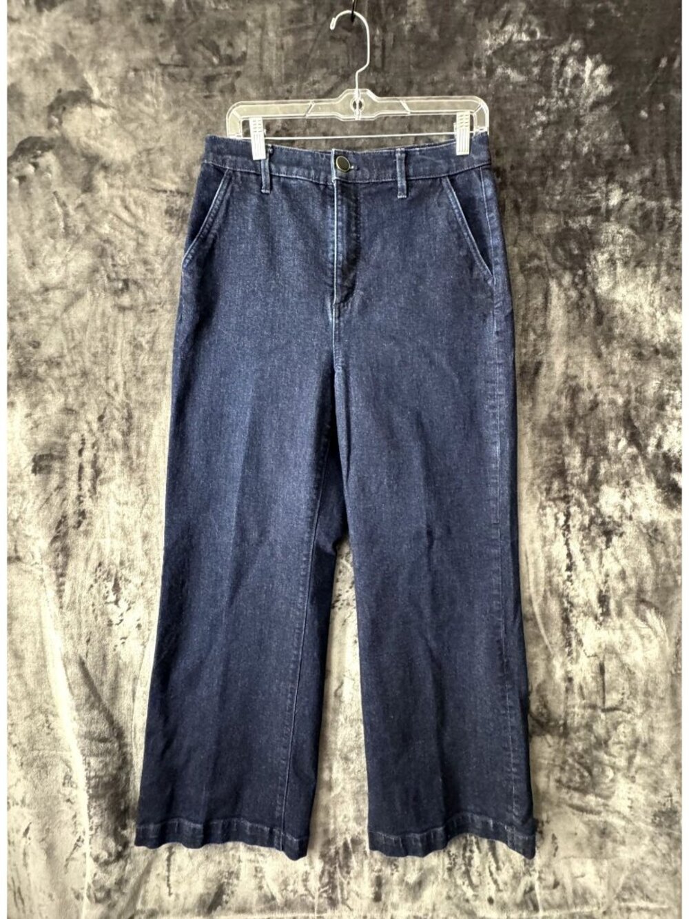 Ann Taylor Dark Wash Wide Leg Jeans High Rise Waist Denim Pants sz 8P